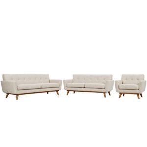 Engage Sofa Loveseat and Armchair Set of 3 in Beige by Modway