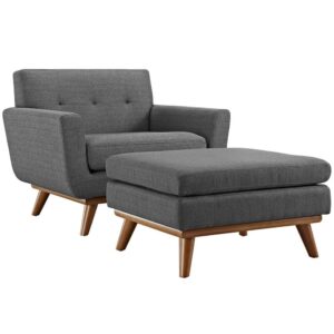Engage 2 Piece Armchair and Ottoman in Gray by Modway
