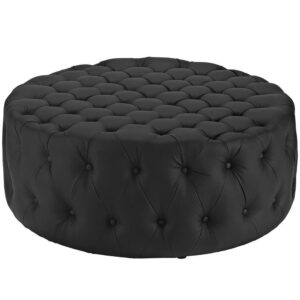 Amour Upholstered Vinyl Ottoman in Black by Modway