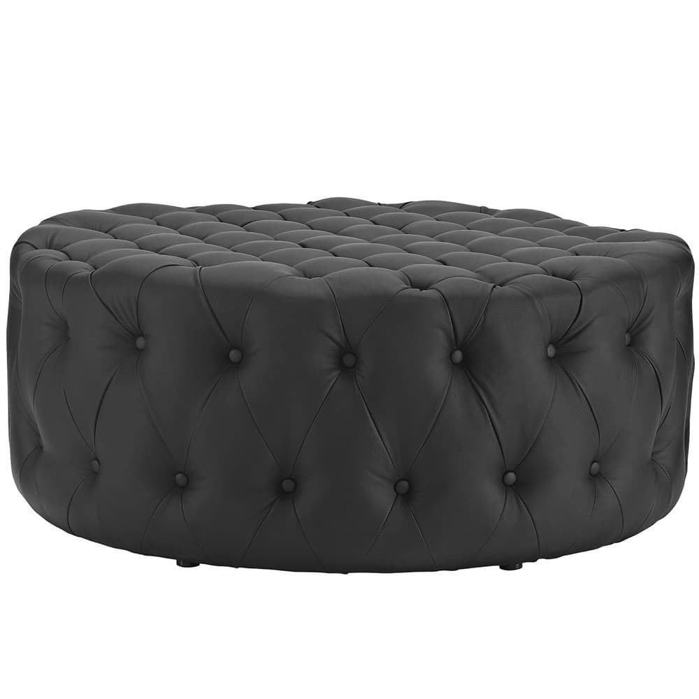 Amour Upholstered Vinyl Ottoman in Black by Modway - Image 2