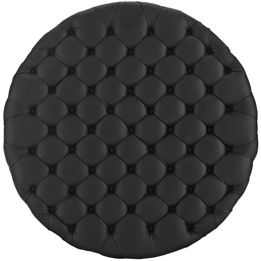 Amour Upholstered Vinyl Ottoman in Black by Modway - Image 3