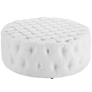 Amour Upholstered Vinyl Ottoman in White by Modway