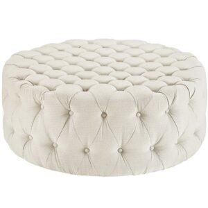 Amour Upholstered Fabric Ottoman in Beige by Modway