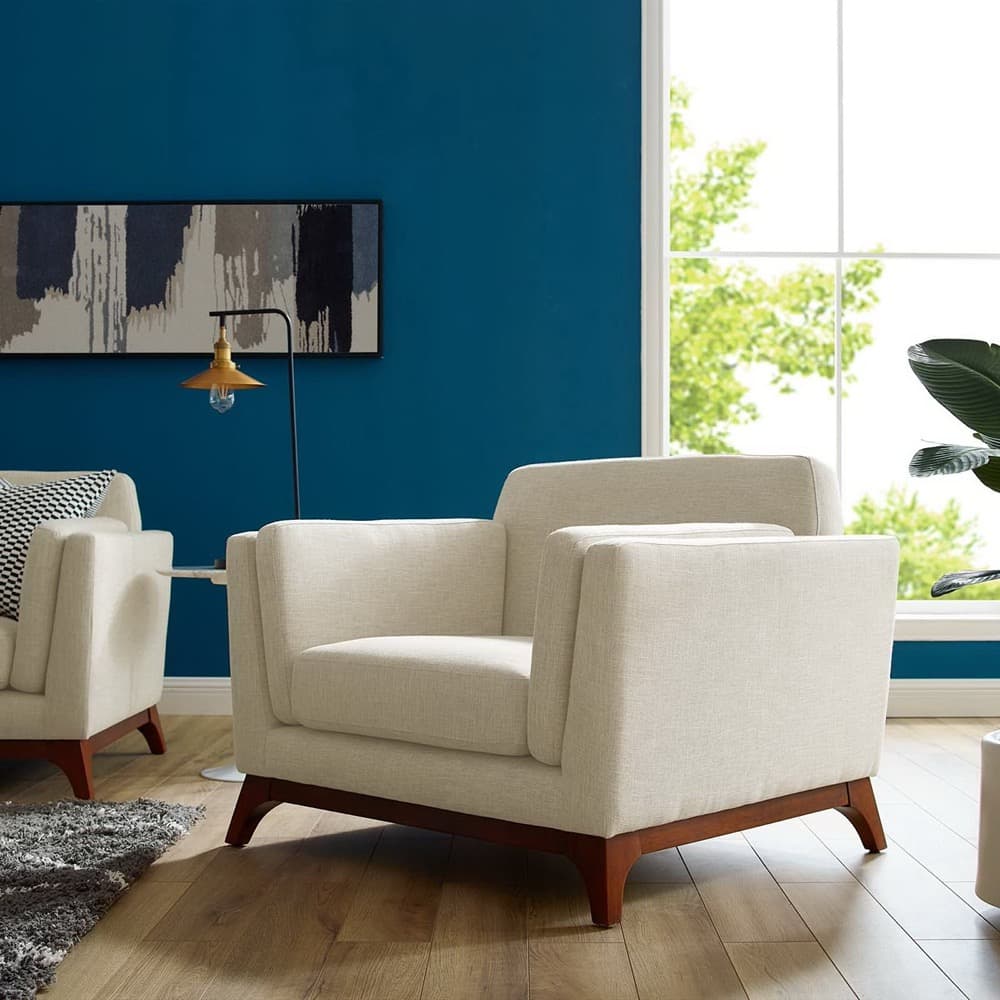 Chance Upholstered Fabric Armchair in Beige by Modway - Image 5