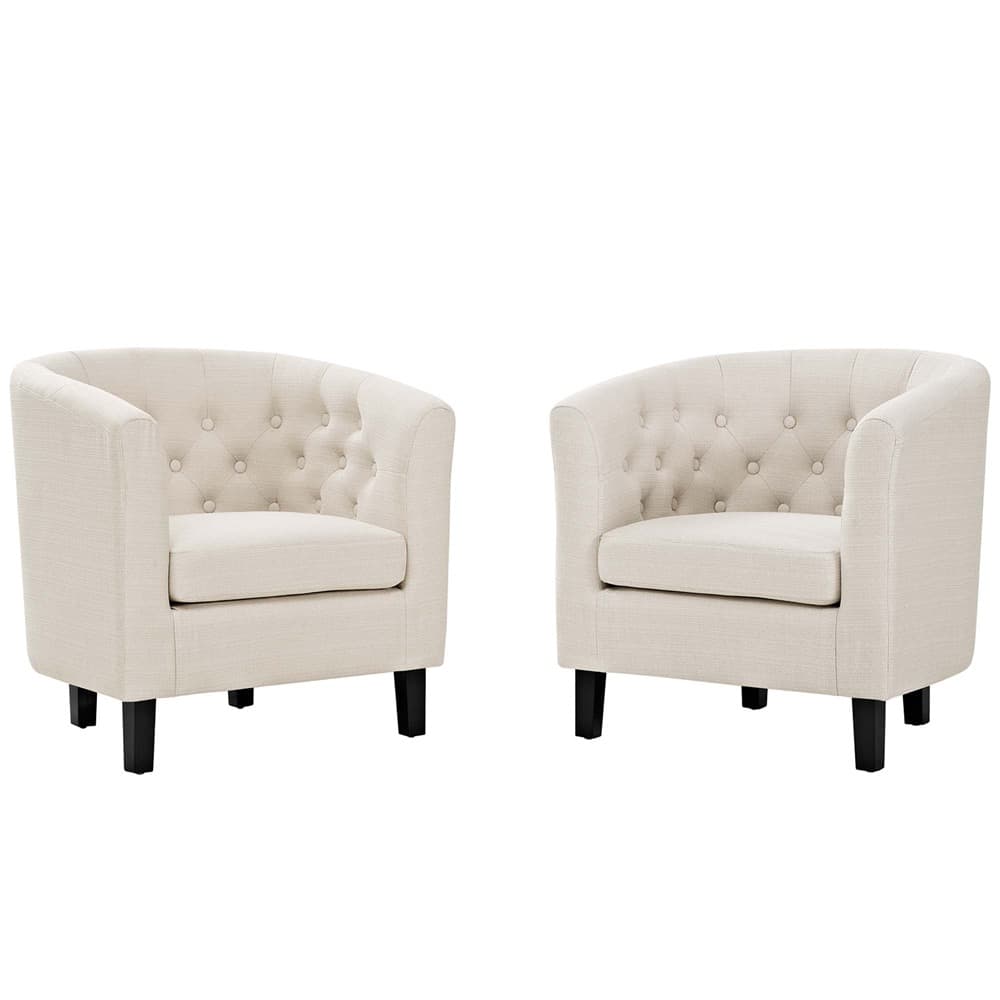 Prospect 2 Piece Upholstered Fabric Armchair Set in Beige by Modway