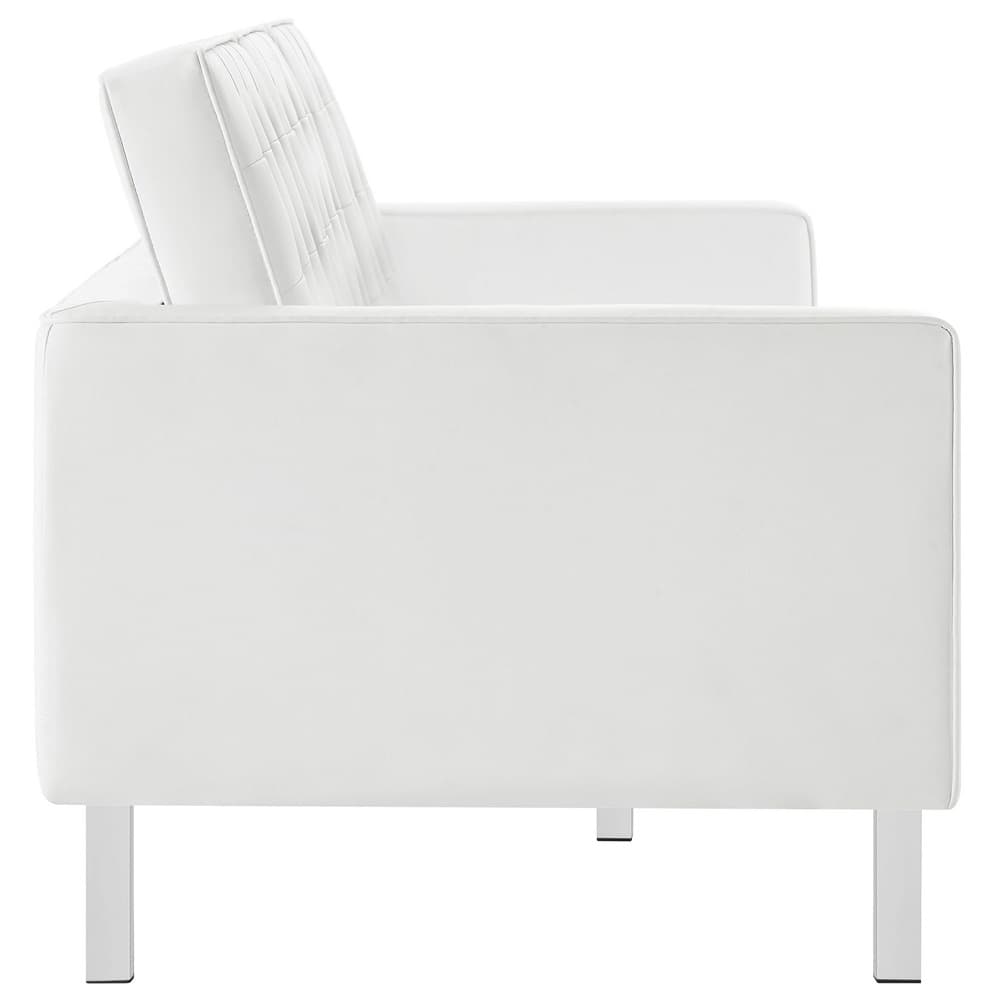 Loft Tufted Vegan Leather Sofa in Silver White by Modway - Image 4