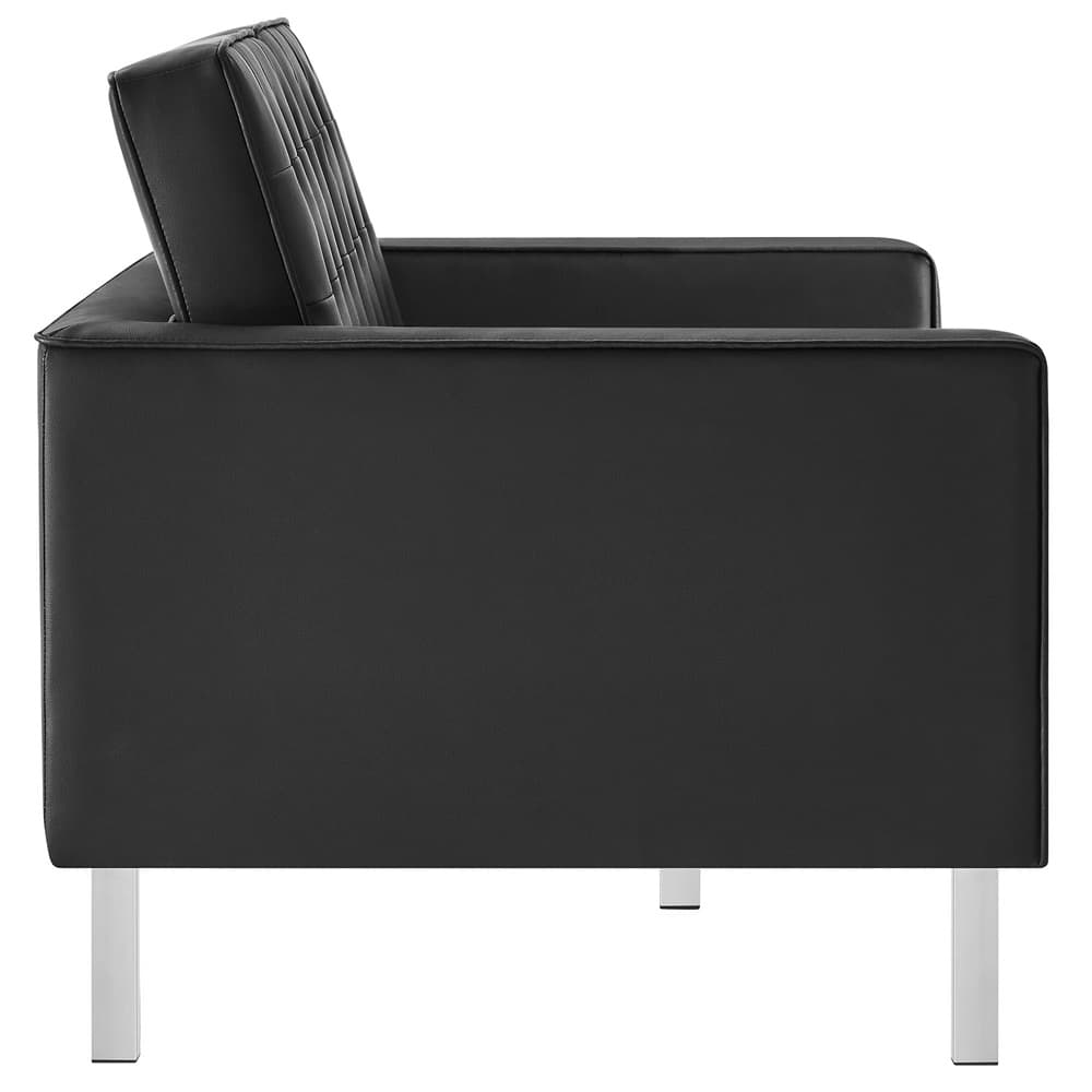 Loft Tufted Vegan Leather Loveseat in Silver Black by Modway - Image 4