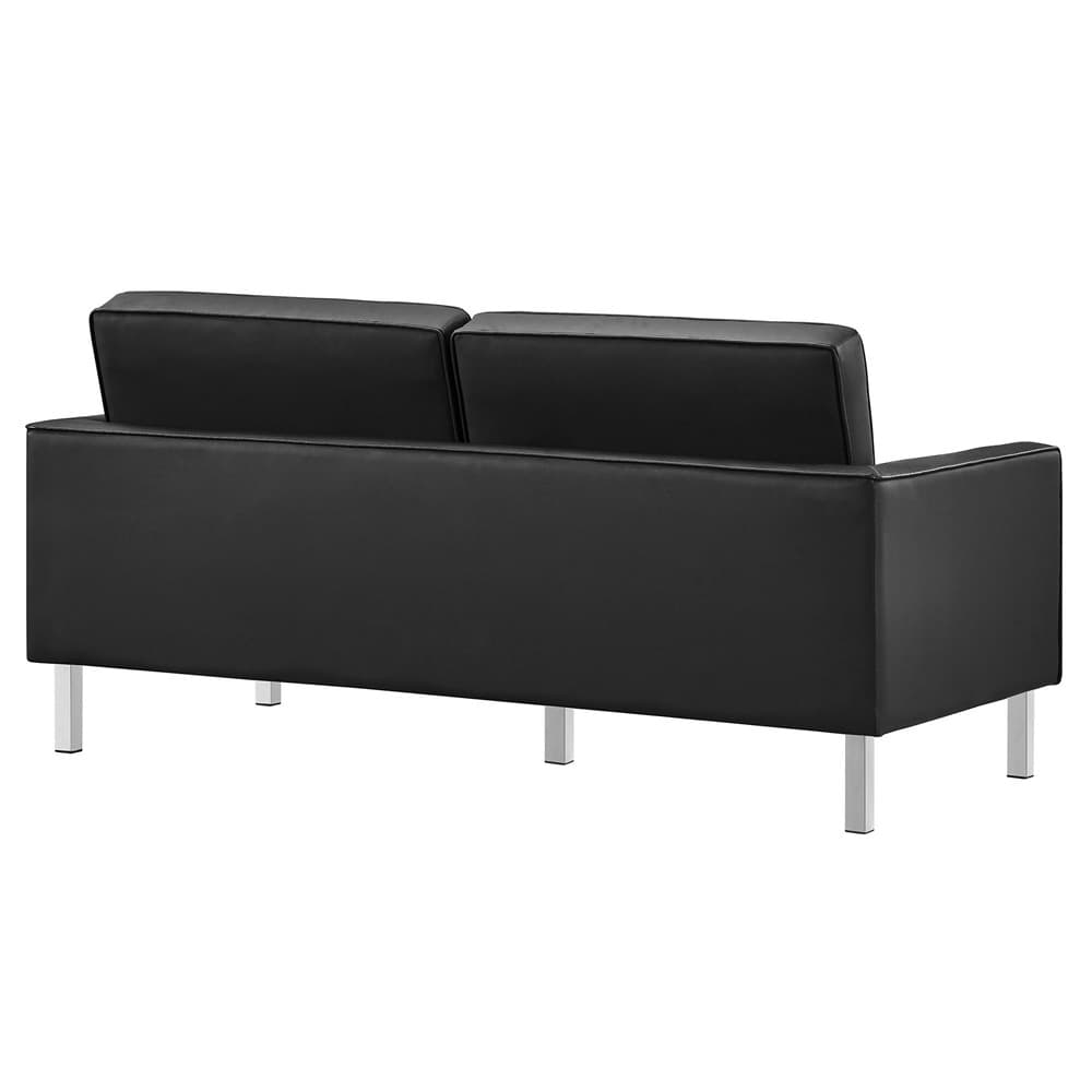 Loft Tufted Vegan Leather Loveseat in Silver Black by Modway - Image 5