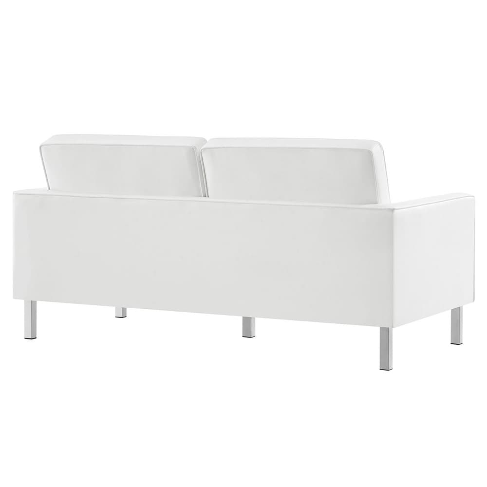Loft 2-Piece Tufted Vegan Leather Furniture Set in Silver White by Modway - Image 7