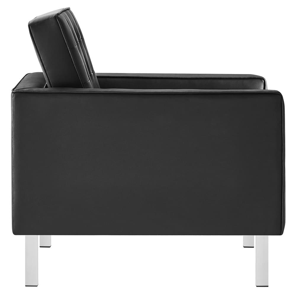 Loft Tufted Vegan Leather Armchair in Silver Black by Modway - Image 4
