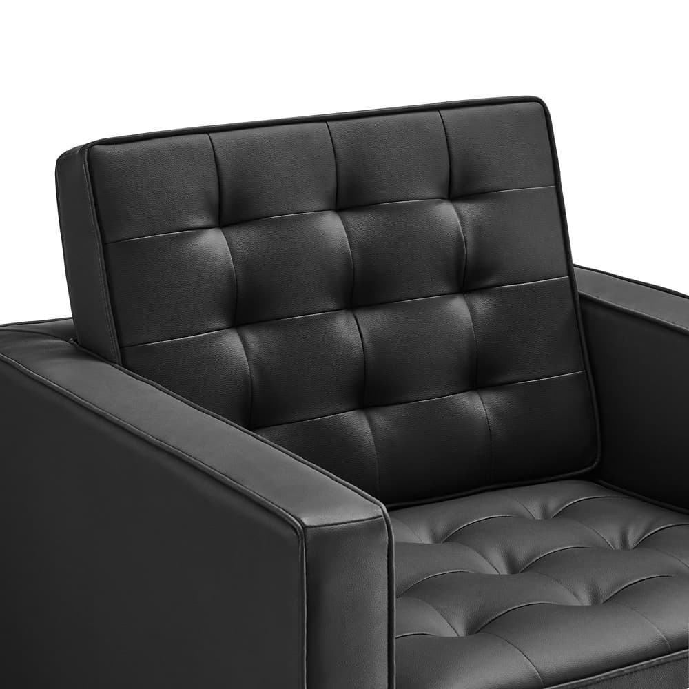 Loft Tufted Vegan Leather Armchair in Silver Black by Modway - Image 7