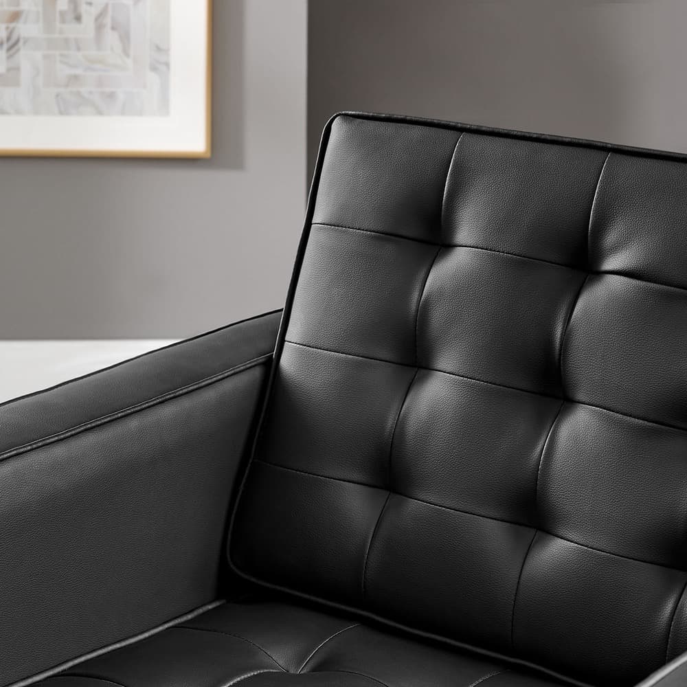 Loft Tufted Vegan Leather Armchair in Silver Black by Modway - Image 8