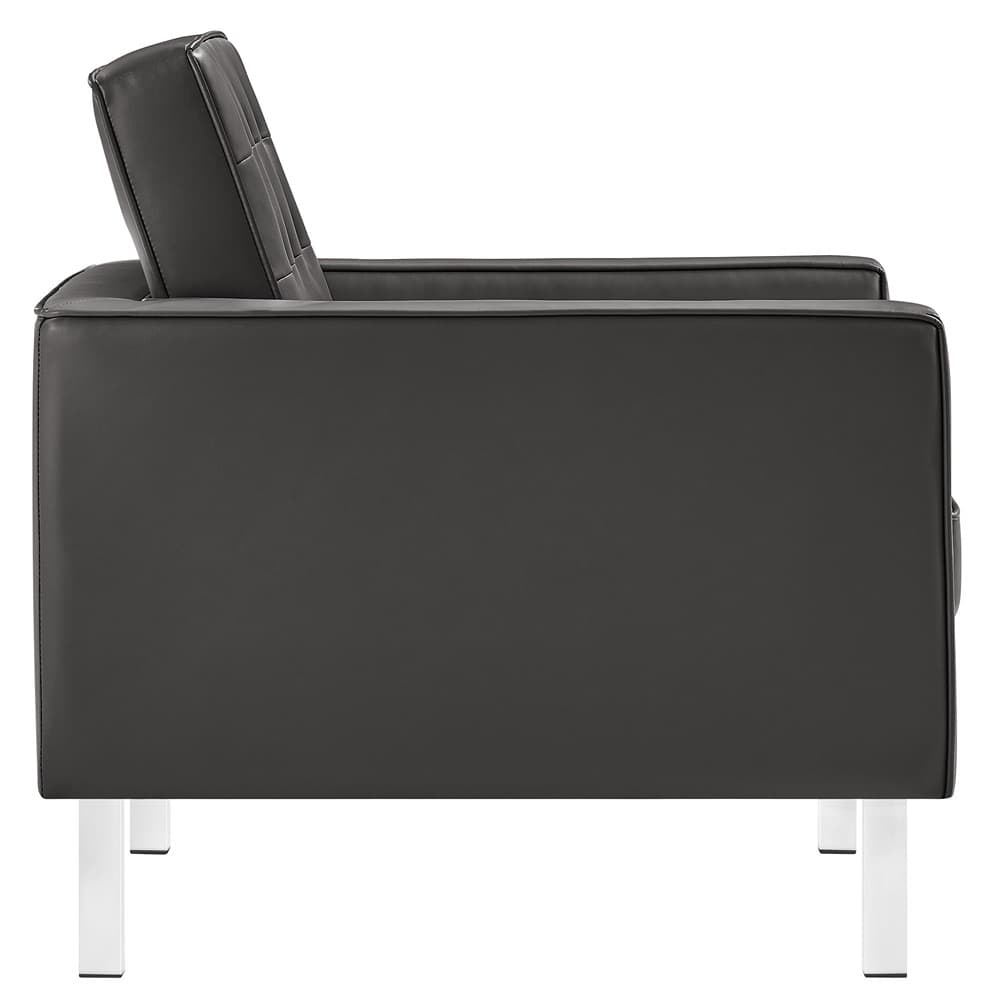 Loft Tufted Vegan Leather Armchair in Silver Gray by Modway - Image 4