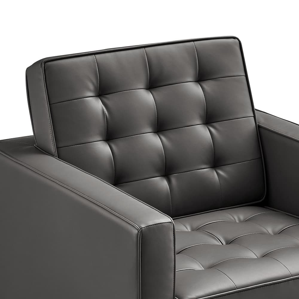 Loft Tufted Vegan Leather Armchair in Silver Gray by Modway - Image 7