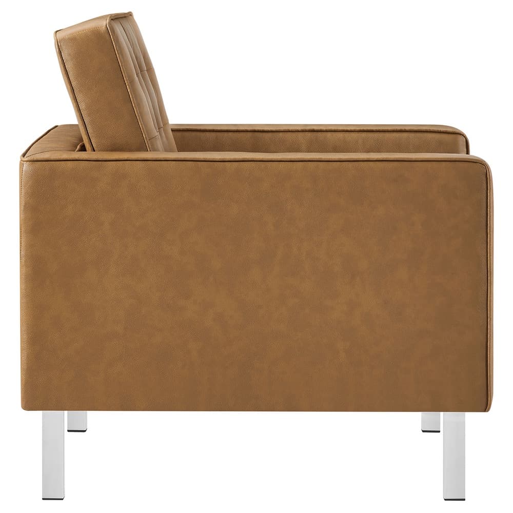 Loft Tufted Vegan Leather Armchair in Silver Tan by Modway - Image 4