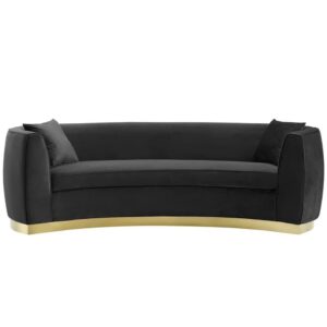 Resolute Curved Performance Velvet Sofa in Black by Modway