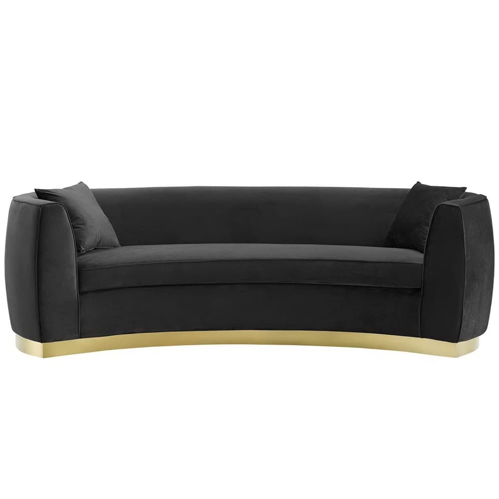 Resolute Curved Performance Velvet Sofa in Black by Modway