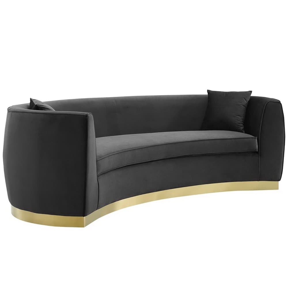 Resolute Curved Performance Velvet Sofa in Black by Modway - Image 2