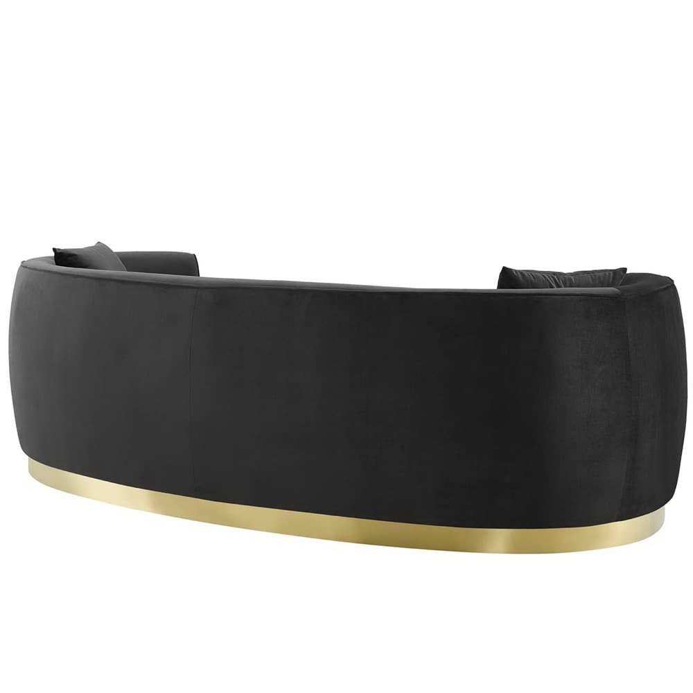 Resolute Curved Performance Velvet Sofa in Black by Modway - Image 4