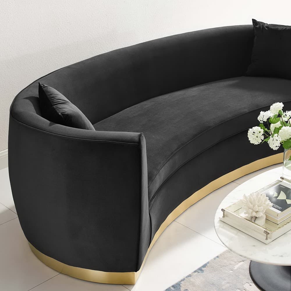 Resolute Curved Performance Velvet Sofa in Black by Modway - Image 6