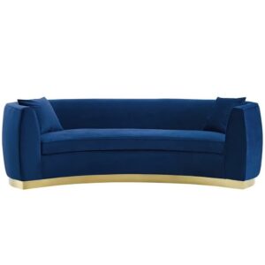 Resolute Curved Performance Velvet Sofa in Navy by Modway