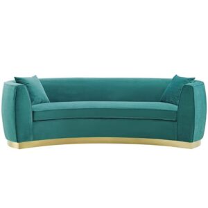 Resolute Curved Performance Velvet Sofa in Teal by Modway