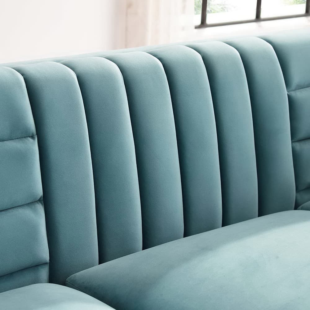 Ingenuity Channel Tufted Performance Velvet Sofa in Light Blue by Modway - Image 6