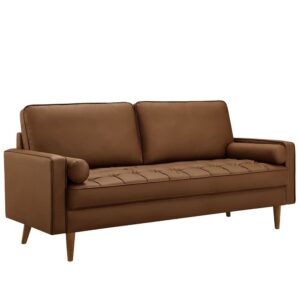 Valour Tufted Vegan Leather Sofa in Brown by Modway