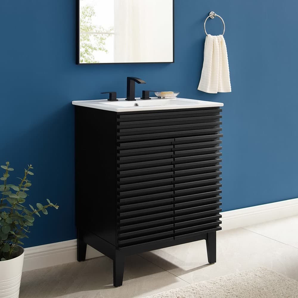 Render 24" Bathroom Vanity in Black White by Modway - Image 8