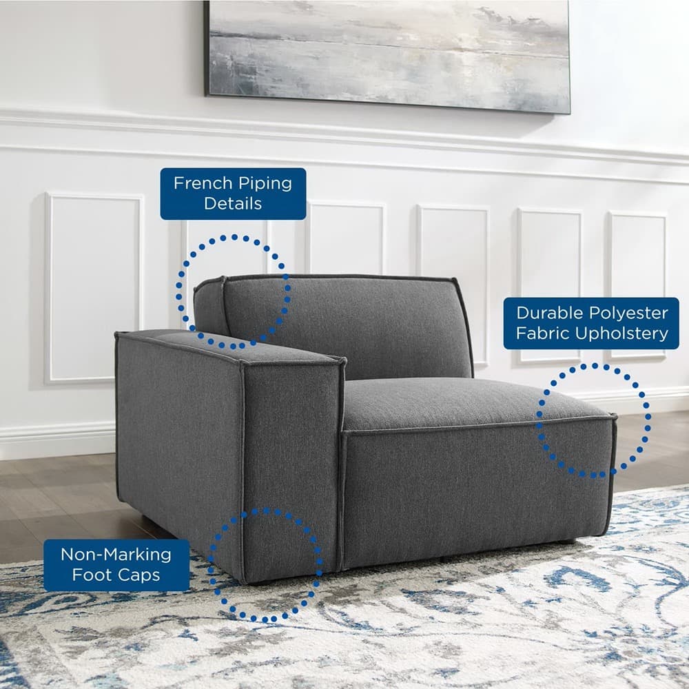 Restore Left-Arm Sectional Sofa Chair in Charcoal by Modway - Image 2
