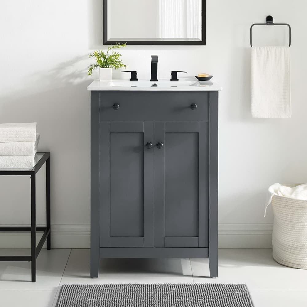 Nantucket 24" Bathroom Vanity Cabinet (Sink Basin Not Included) in Gray by Modway - Image 6