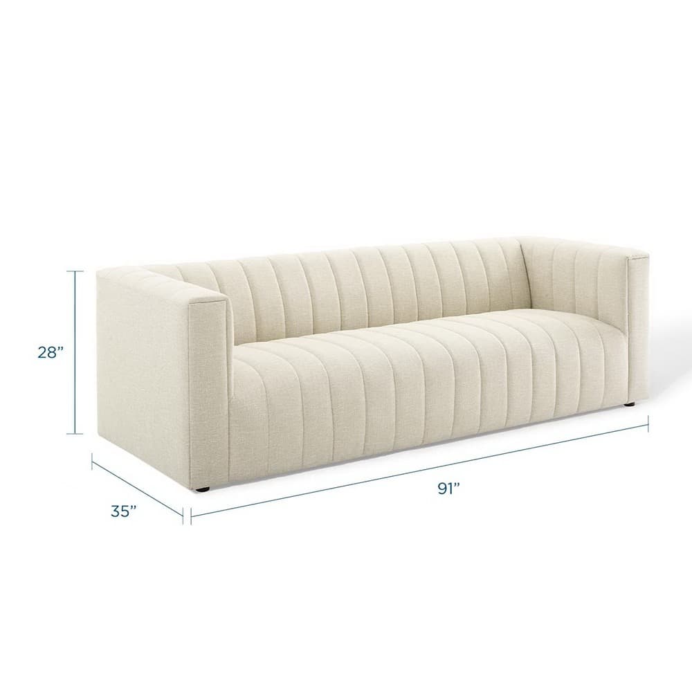 Reflection Channel Tufted Upholstered Fabric Sofa in Beige by Modway - Image 2
