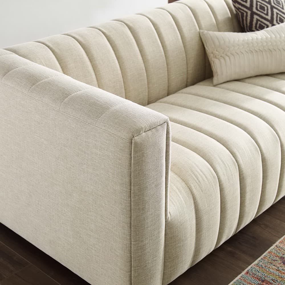 Reflection Channel Tufted Upholstered Fabric Sofa in Beige by Modway - Image 7
