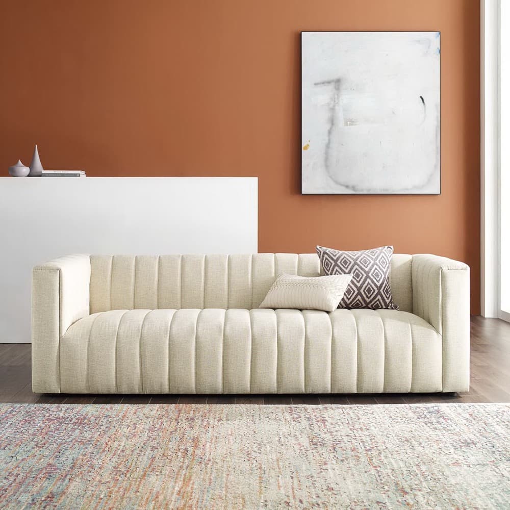 Reflection Channel Tufted Upholstered Fabric Sofa in Beige by Modway - Image 9