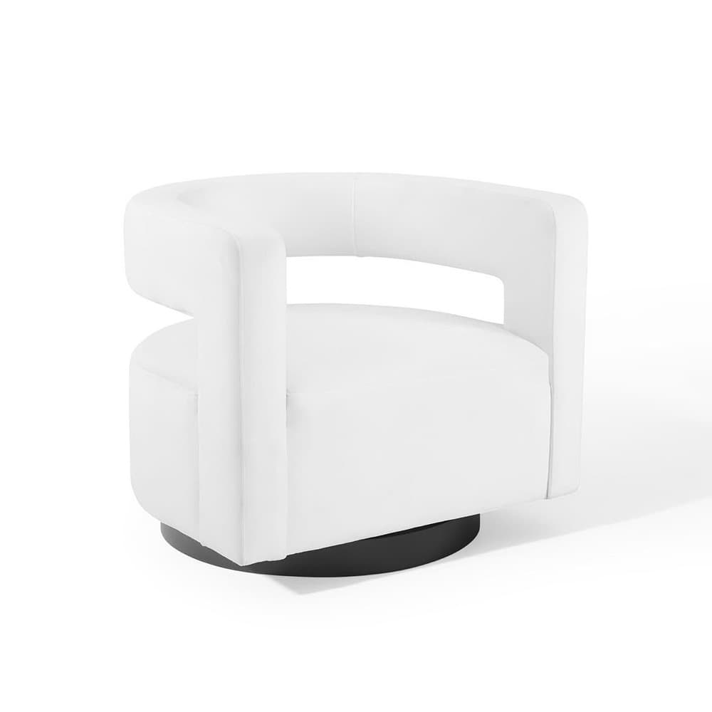 Spin Cutaway Performance Velvet Swivel Armchair in White by Modway