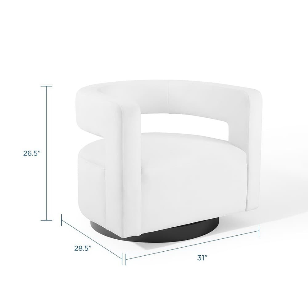 Spin Cutaway Performance Velvet Swivel Armchair in White by Modway - Image 2