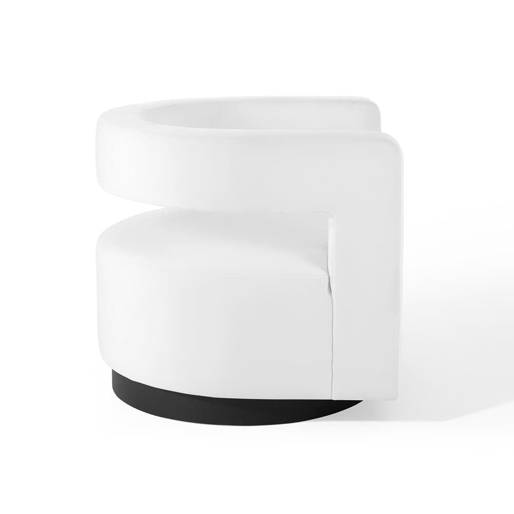 Spin Cutaway Performance Velvet Swivel Armchair in White by Modway - Image 3
