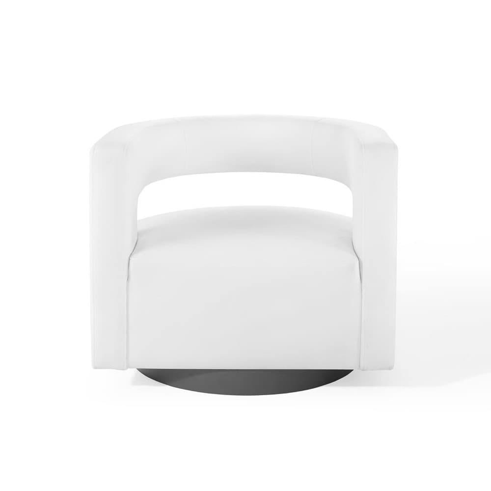 Spin Cutaway Performance Velvet Swivel Armchair in White by Modway - Image 5