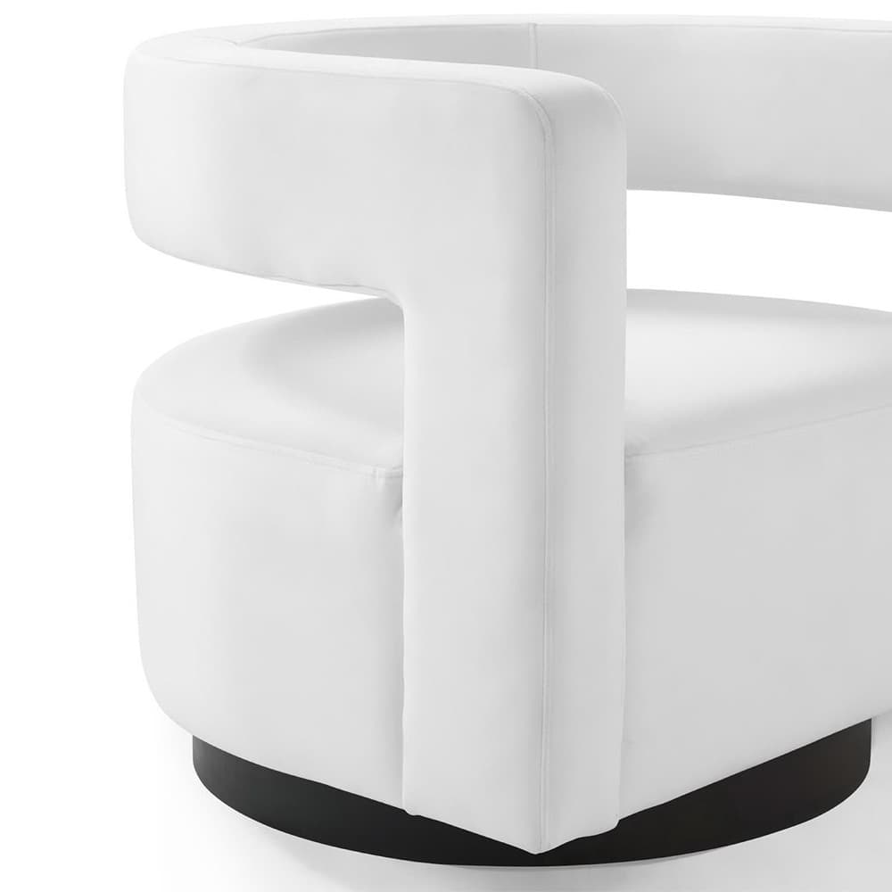 Spin Cutaway Performance Velvet Swivel Armchair in White by Modway - Image 6