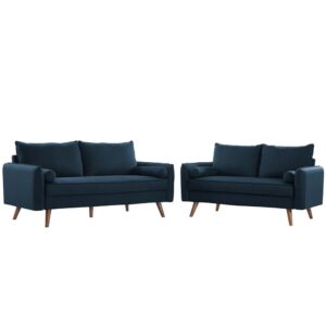 Revive Upholstered Fabric Sofa and Loveseat Set in Azure by Modway