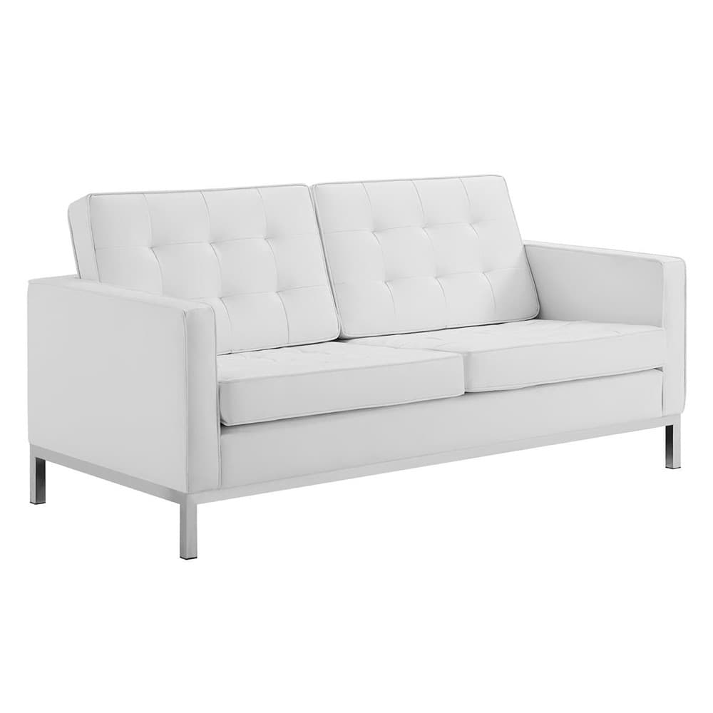Loft Tufted Upholstered Faux Leather Loveseat and Armchair Set in Silver White by Modway - Image 2