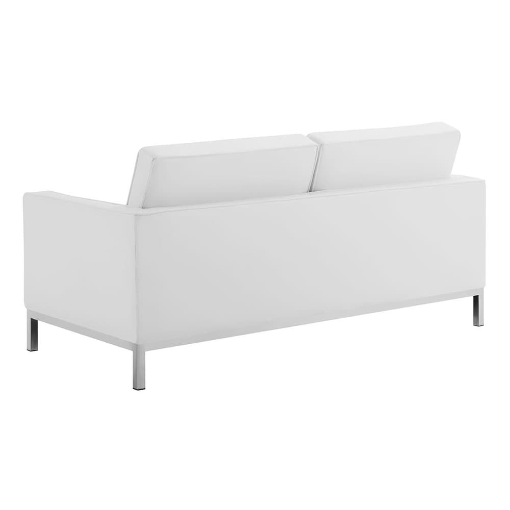 Loft Tufted Upholstered Faux Leather Loveseat and Armchair Set in Silver White by Modway - Image 3