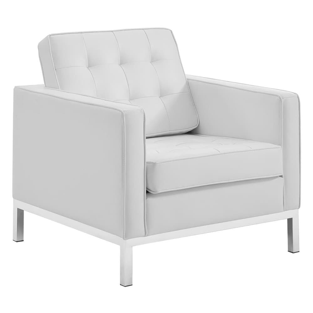 Loft Tufted Upholstered Faux Leather Loveseat and Armchair Set in Silver White by Modway - Image 4