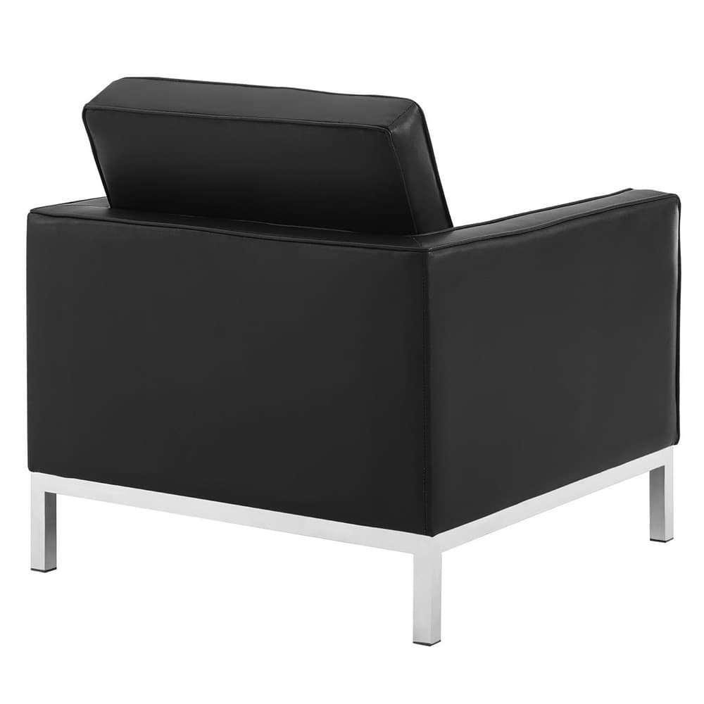 Loft Tufted Upholstered Faux Leather Sofa and Armchair Set in Silver Black by Modway - Image 5