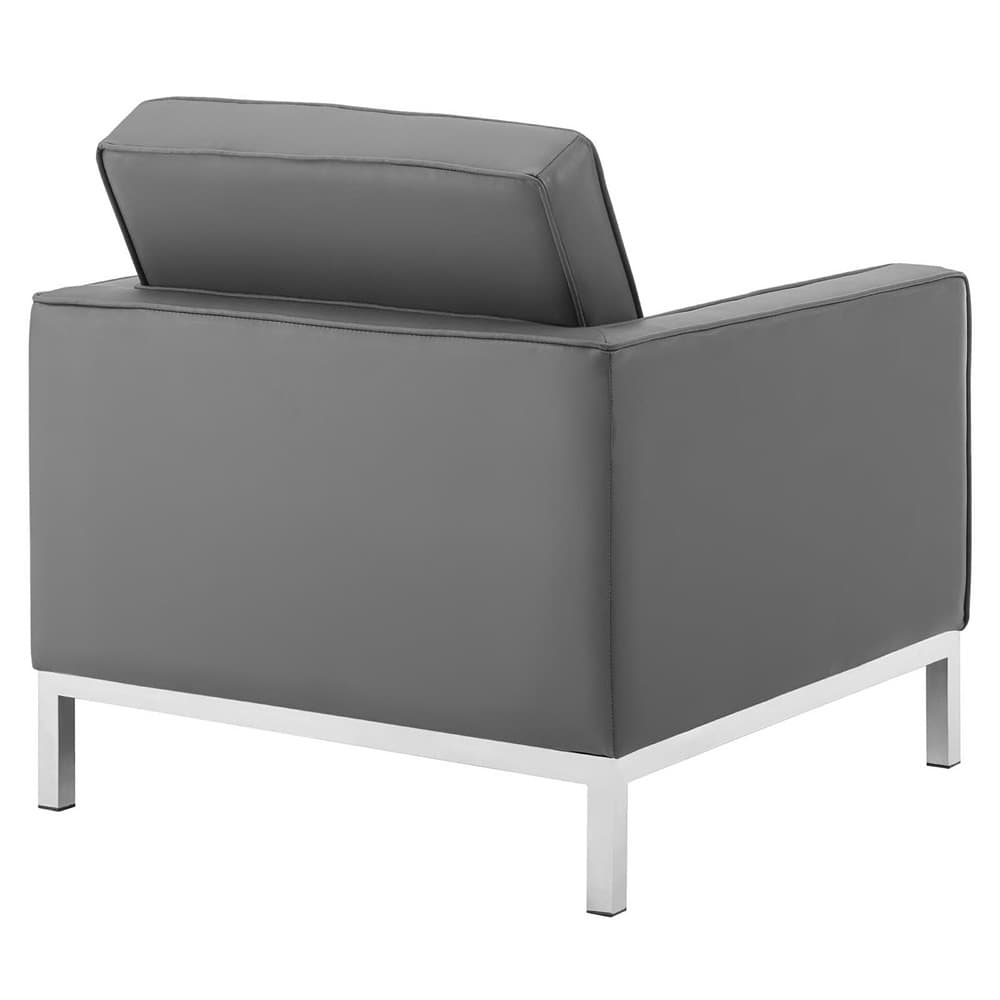 Loft Tufted Upholstered Faux Leather Sofa and Armchair Set in Silver Gray by Modway - Image 5