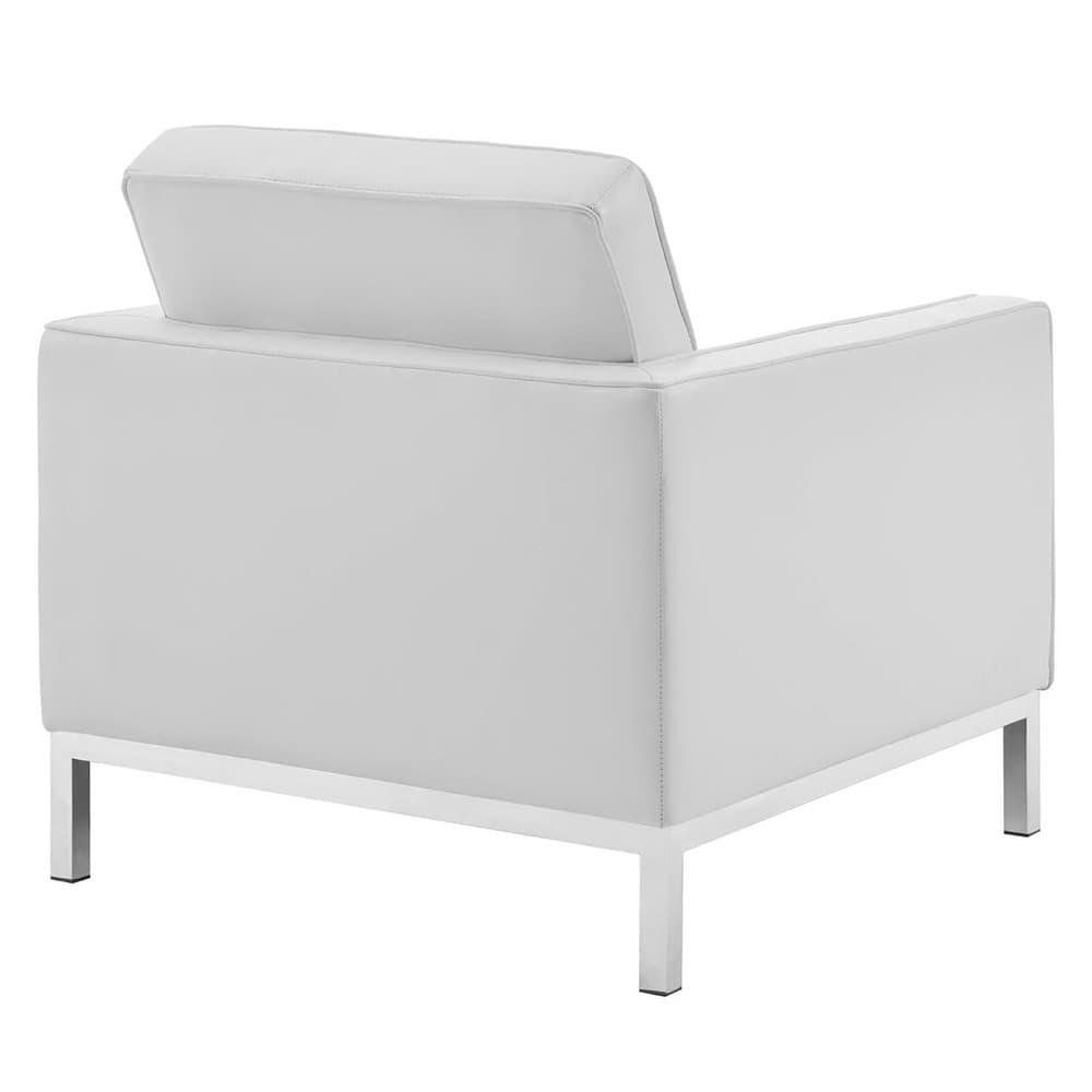 Loft Tufted Upholstered Faux Leather Sofa and Armchair Set in Silver White by Modway - Image 5