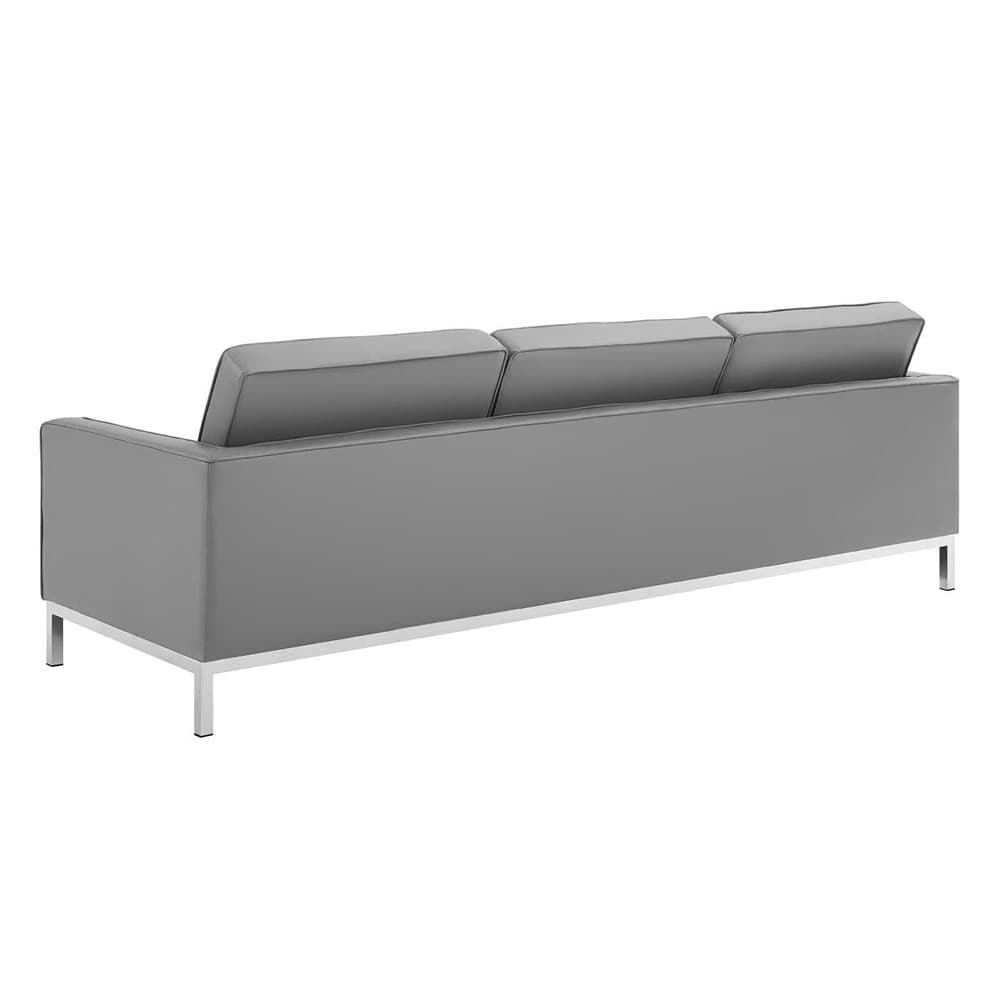 Loft 3-Piece Tufted Vegan Leather Furniture Set in Silver Gray by Modway - Image 5