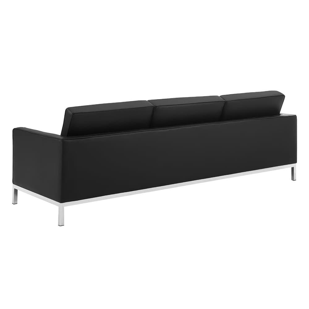 Loft 3-Piece Tufted Upholstered Faux Leather Set in Silver Black by Modway - Image 3