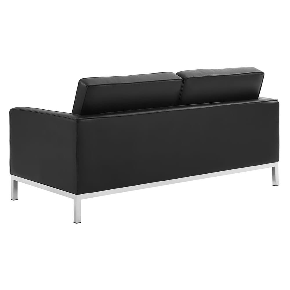 Loft 3-Piece Tufted Upholstered Faux Leather Set in Silver Black by Modway - Image 5