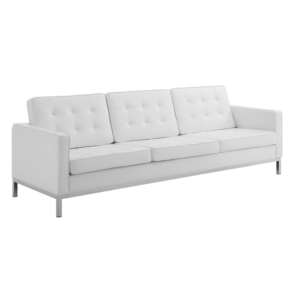 Loft 3-Piece Tufted Upholstered Faux Leather Set in Silver White by Modway - Image 2
